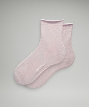 Καλτσεσ Lululemon Daily Stride Sparkle Quarter γυναικεια ροζ ασημι | Greece-3859270