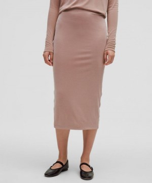 φουστεσ Lululemon Drapey Softstreme Column Midi γυναικεια ροζ | Greece-9518730