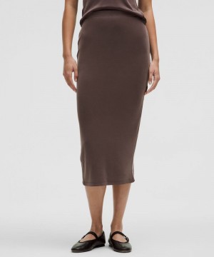 φουστεσ Lululemon Drapey Softstreme Column Midi γυναικεια σοκολάτα | Greece-7106458