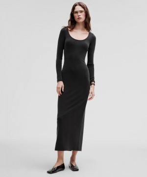 Φορεμα Lululemon Drapey Softstreme Long-Sleeve Maxi γυναικεια μαυρα | Greece-4581692