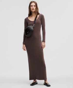 Φορεμα Lululemon Drapey Softstreme Long-Sleeve Maxi γυναικεια σοκολάτα | Greece-1642589