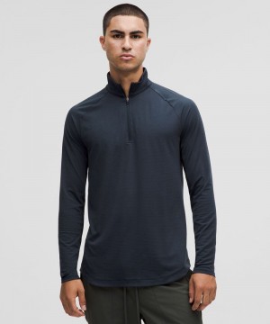 Φουτερ Lululemon Drysense Half Zip ανδρικα σκουρο μπλε | Greece-6708952