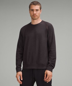 Πουλόβερ Lululemon Engineered Warmth Long-Sleeve Crew ανδρικα βαθυ γκρι μαυρα | Greece-3927064