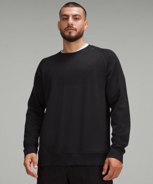 Πουλόβερ Lululemon Engineered Warmth Long-Sleeve Crew ανδρικα μαυρα μαυρα | Greece-4021635
