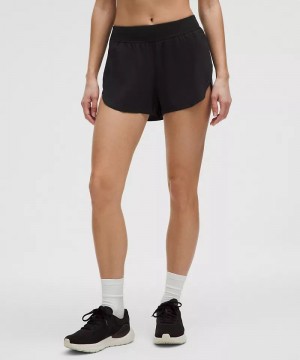 Σορτσ Lululemon Fast and Free High-Rise Classic-Fit Split 3" γυναικεια μαυρα | Greece-1068947