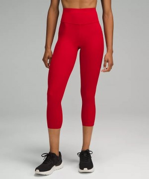 Κολαν Lululemon Fast and Free High-Rise Crop 23" Pockets γυναικεια σκούρο κοκκινα | Greece-2679801