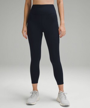 Κολαν Lululemon Fast and Free High-Rise Thermal Tight 25" γυναικεια σκουρο μπλε | Greece-6178054