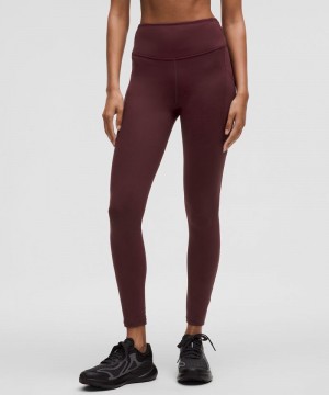 Κολαν Lululemon Fast and Free High-Rise Thermal Tight 28" γυναικεια σκούρο κοκκινα | Greece-1683250