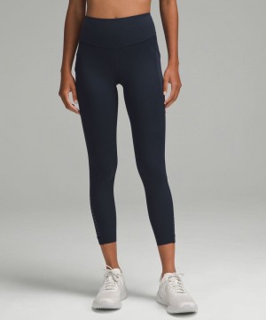 Κολαν Lululemon Fast and Free High-Rise Tight 25" 3 Pockets γυναικεια σκουρο μπλε | Greece-7920513