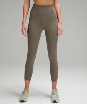 Κολαν Lululemon Fast and Free High-Rise Tight 25” Pockets γυναικεια καφε | Greece-8375061
