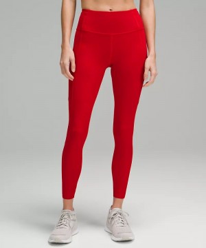 Κολαν Lululemon Fast and Free High-Rise Tight 25" γυναικεια σκούρο κοκκινα | Greece-6784539