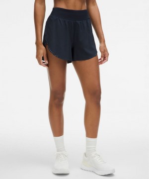 Σορτσ Lululemon Fast and Free Reflective High-Rise Classic-Fit 3" γυναικεια σκουρο μπλε | Greece-7823104