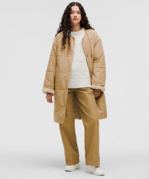 παλτό Lululemon Fleece-Lined Insulated Long γυναικεια καφε | Greece-6518790