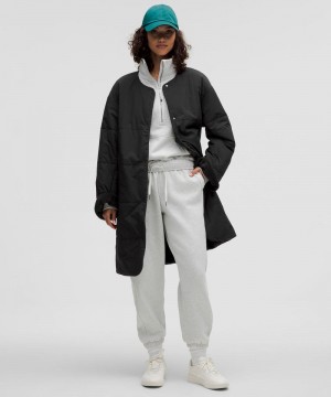 παλτό Lululemon Fleece-Lined Insulated Long γυναικεια μαυρα | Greece-4217309
