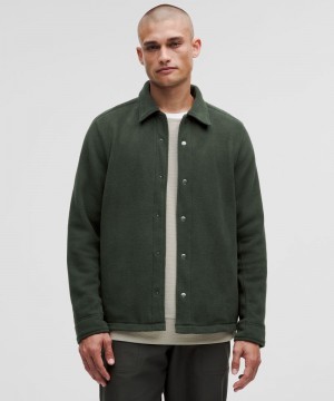 πουκαμισα Lululemon Fleece Classic-Fit Overshirt ανδρικα βαθυ πρασινο | Greece-3786490