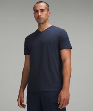 μπλουζακια Lululemon Fundamental V-Neck ανδρικα σκουρο μπλε | Greece-3687502