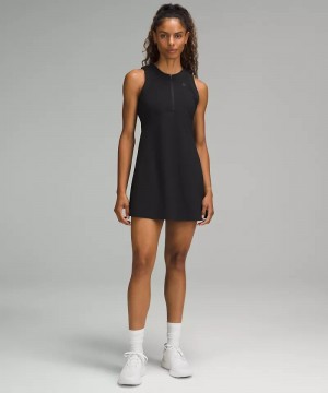 Φορεμα Lululemon Grid-Texture Sleeveless Tennis γυναικεια μαυρα | Greece-3487921