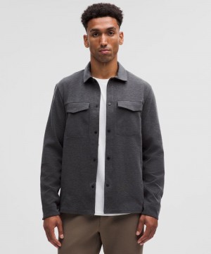 πουκαμισα Lululemon Gridliner Fleece Overshirt ανδρικα μαυρα μαυρα | Greece-8042596