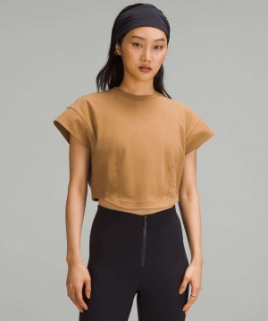 μπλουζακια Lululemon Heavyweight Cotton Mockneck γυναικεια Μπεζ | Greece-9802716