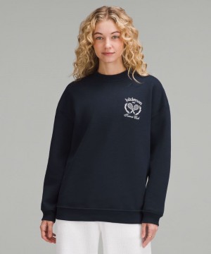 Φουτερ Lululemon Heavyweight Fleece γυναικεια σκουρο μπλε ασπρα | Greece-3518976