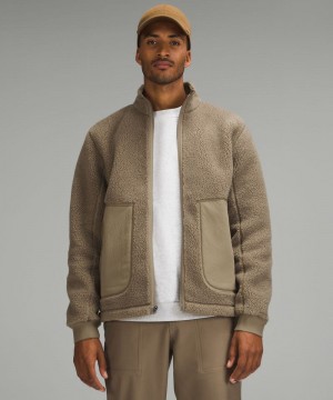 Μπουφαν Lululemon High Pile Fleece Full-Zip ανδρικα καφε | Greece-3087152