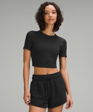 μπλουζακια Lululemon Hold Tight Straight-Hem Cropped γυναικεια μαυρα | Greece-4635729