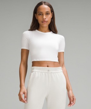 μπλουζακια Lululemon Hold Tight Straight-Hem Cropped γυναικεια ασπρα | Greece-2983765