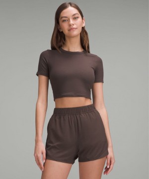 μπλουζακια Lululemon Hold Tight Straight-Hem Cropped γυναικεια σοκολάτα | Greece-0372614
