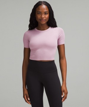 μπλουζακια Lululemon Hold Tight Straight-Hem Cropped γυναικεια ροζ ροζ | Greece-9870312