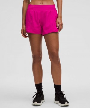 Σορτσ Lululemon Hotty Hot High-Rise Lined 4" γυναικεια ροζ | Greece-5476813
