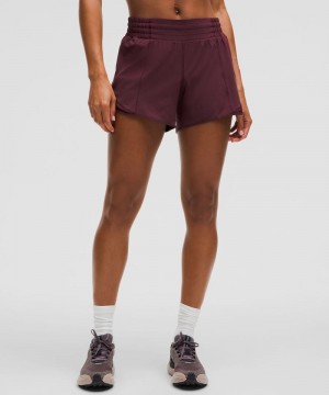 Σορτσ Lululemon Hotty Hot High-Rise Lined 4" γυναικεια σκούρο κοκκινα | Greece-1543680