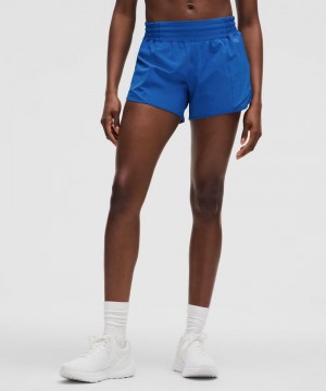 Σορτσ Lululemon Hotty Hot High-Rise Lined 4" γυναικεια μπλε | Greece-0176485