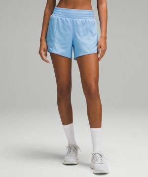 Σορτσ Lululemon Hotty Hot High-Rise Lined 4" γυναικεια μπλε | Greece-5372841