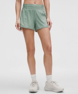 Σορτσ Lululemon Hotty Hot High-Rise Lined 4" γυναικεια μπλε | Greece-0941736