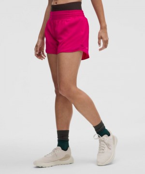 Σορτσ Lululemon Hotty Hot High-Rise Lined 4" γυναικεια ροζ | Greece-0563174