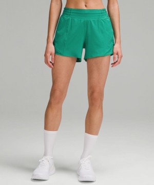 Σορτσ Lululemon Hotty Hot High-Rise Lined 4" γυναικεια πρασινο | Greece-8649057