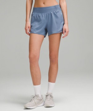 Σορτσ Lululemon Hotty Hot High-Rise Lined 4" γυναικεια μπλε | Greece-3487605