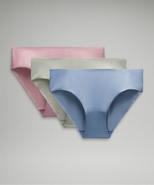 εσωρουχα Lululemon InvisiWear Mid-Rise Bikini 3 Pack γυναικεια ροζ ροζ γκρι μπλε | Greece-1480637