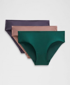 εσωρουχα Lululemon InvisiWear Mid-Rise Bikini 3 Pack γυναικεια τυρκουάζ ροζ βαθυ γκρι | Greece-6972853