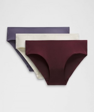 εσωρουχα Lululemon InvisiWear Mid-Rise Bikini 3 Pack γυναικεια βαθυ γκρι Μπεζ σκούρο κοκκινα | Greece-2410936