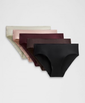 εσωρουχα Lululemon InvisiWear Mid-Rise Bikini γυναικεια μαυρα Μπεζ ροζ σκούρο κοκκινα | Greece-5412089