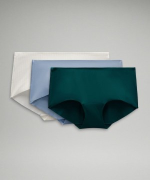 εσωρουχα Lululemon InvisiWear Mid-Rise Boyshort 3 Pack γυναικεια τυρκουάζ μπλε ασπρα | Greece-4716098
