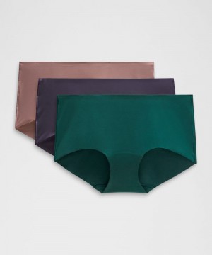 εσωρουχα Lululemon InvisiWear Mid-Rise Boyshort 3 Pack γυναικεια τυρκουάζ ροζ βαθυ γκρι | Greece-3258107