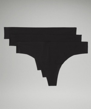 εσωρουχα Lululemon InvisiWear Mid-Rise Thong 3 Pack γυναικεια μαυρα | Greece-3905648