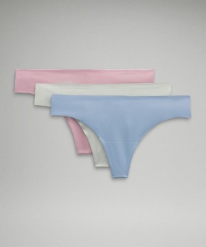 εσωρουχα Lululemon InvisiWear Mid-Rise Thong 3 Pack γυναικεια ροζ ροζ γκρι μπλε | Greece-5401367