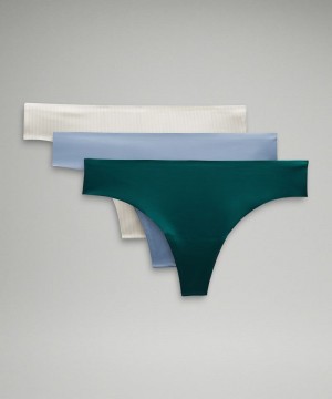 εσωρουχα Lululemon InvisiWear Mid-Rise Thong 3 Pack γυναικεια τυρκουάζ μπλε ασπρα | Greece-4210758