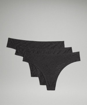 εσωρουχα Lululemon InvisiWear Mid-Rise Thong Performance Lace γυναικεια μαυρα | Greece-5481762