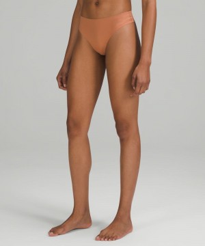 εσωρουχα Lululemon InvisiWear Mid-Rise Thong γυναικεια Dusty Clay | Greece-4352179