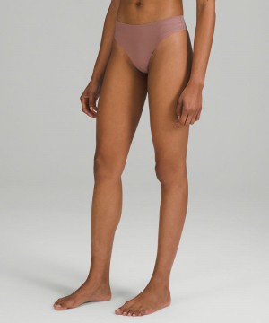 εσωρουχα Lululemon InvisiWear Mid-Rise Thong γυναικεια ροζ | Greece-5726984