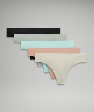 εσωρουχα Lululemon InvisiWear Mid-Rise Thong γυναικεια μαυρα γκρι μεντα Μπεζ | Greece-8091354